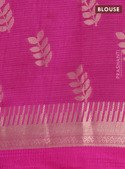 Semi raw silk saree pink with allover thread & zari woven buttas and temple zari woven border