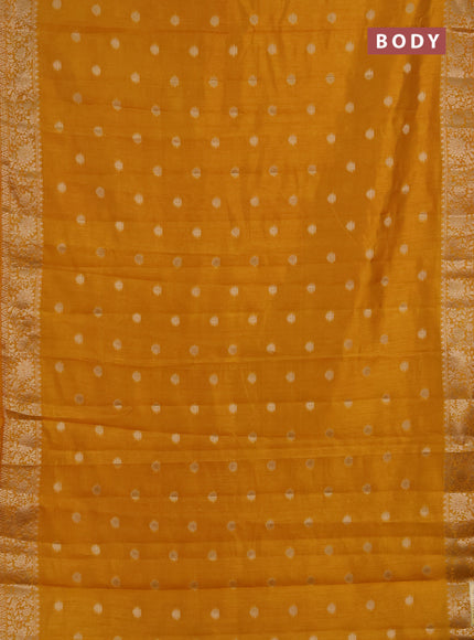 Semi raw silk saree mustard yellow with allover thread & zari woven buttas and zari woven border