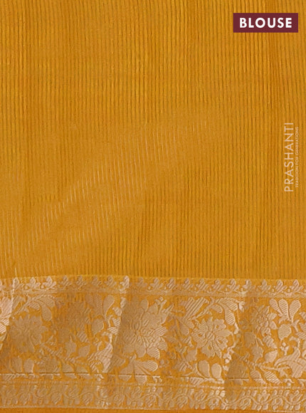 Semi raw silk saree mustard yellow with allover thread & zari woven buttas and zari woven border