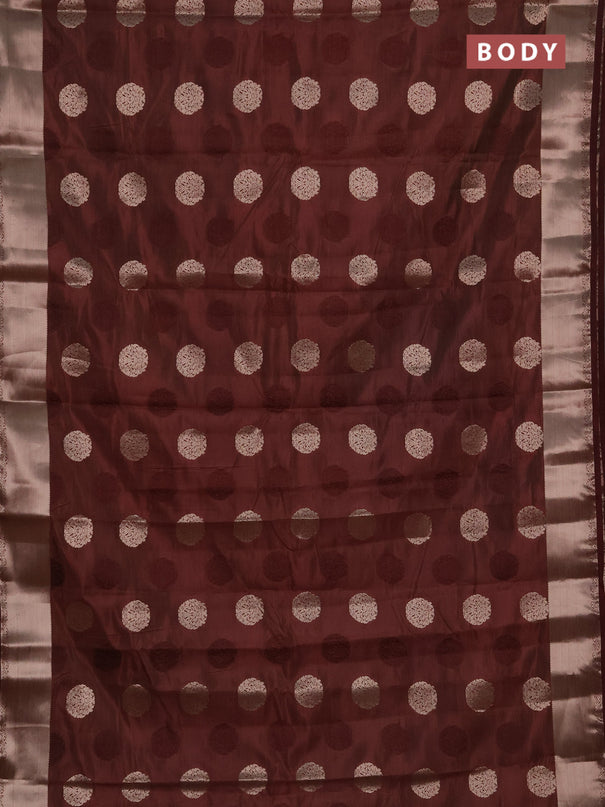 Semi raw silk saree deep wine shade with allover thread & zari woven buttas and zari woven border