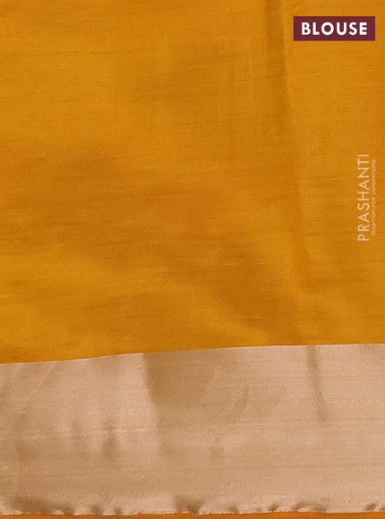 Semi raw silk saree dark mustard with allover thread & zari woven buttas and zari woven border