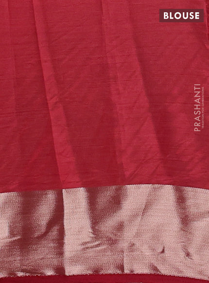 Semi raw silk saree maroon with allover thread & zari woven buttas and zari woven border