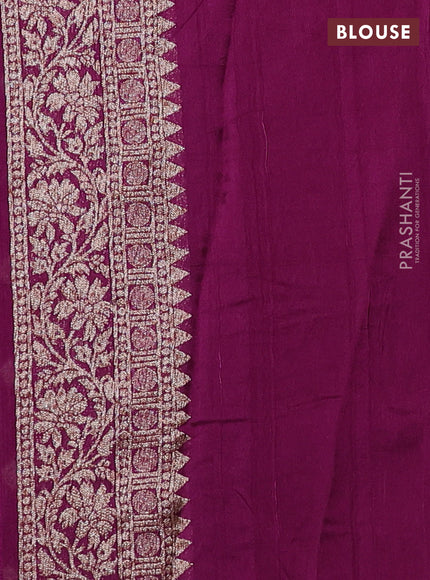 Banarasi semi raw silk saree wine shade with allover thread & zari woven buttas and long woven border