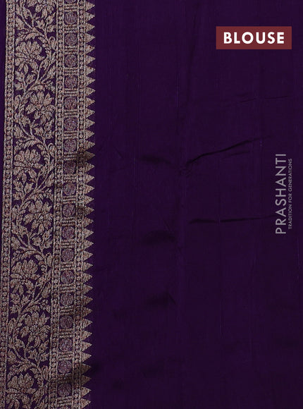 Banarasi semi raw silk saree violet with allover thread & zari woven buttas and long woven border