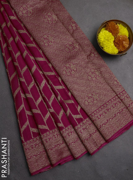 Banarasi semi raw silk saree pink with allover thread & zari woven weaves and woven border