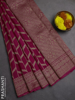 Banarasi semi raw silk saree pink with allover thread & zari woven weaves and woven border