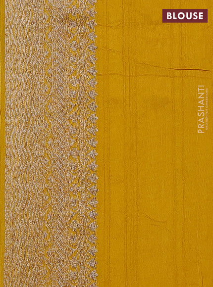 Banarasi semi raw silk saree mustard yellow with allover thread & zari woven weaves and woven border