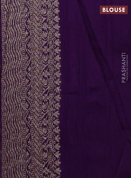 Banarasi semi raw silk saree violet with allover thread & zari woven weaves and woven border