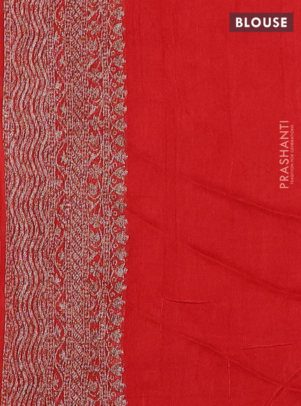 Banarasi semi raw silk saree red with allover thread & zari woven weaves and woven border