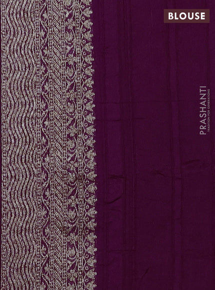 Banarasi semi raw silk saree wine shade with allover thread & zari woven weaves and woven border