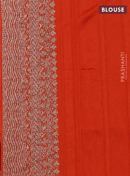 Banarasi semi raw silk saree orange with allover thread & zari woven weaves and woven border
