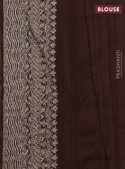 Banarasi semi raw silk saree coffee brown with allover thread & zari woven weaves and woven border