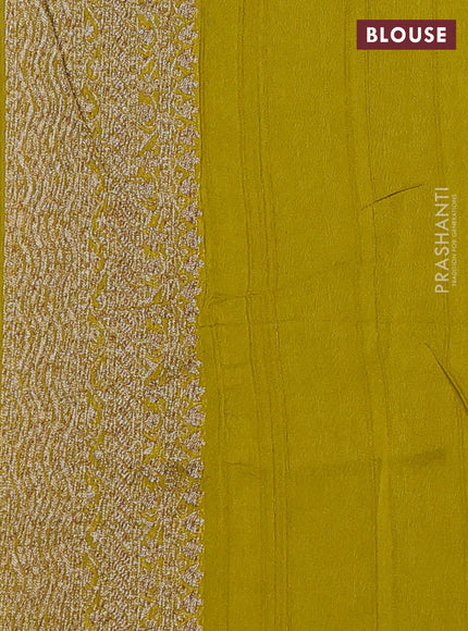 Banarasi semi raw silk saree mustard green with allover thread & zari woven weaves and woven border