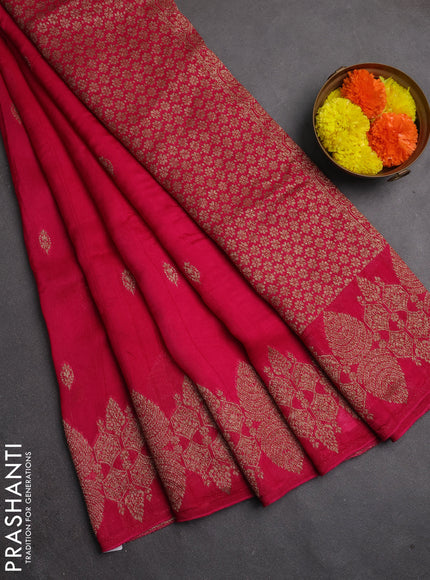 Banarasi semi raw silk saree pink with allover thread & zari woven buttas and woven border