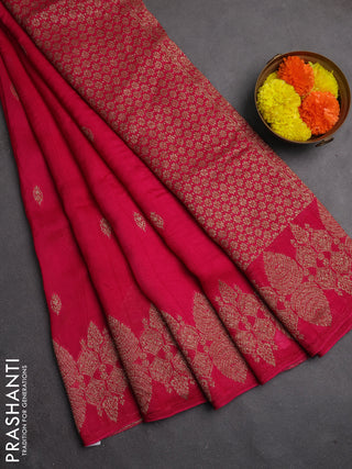 Banarasi semi raw silk saree pink with allover thread & zari woven buttas and woven border