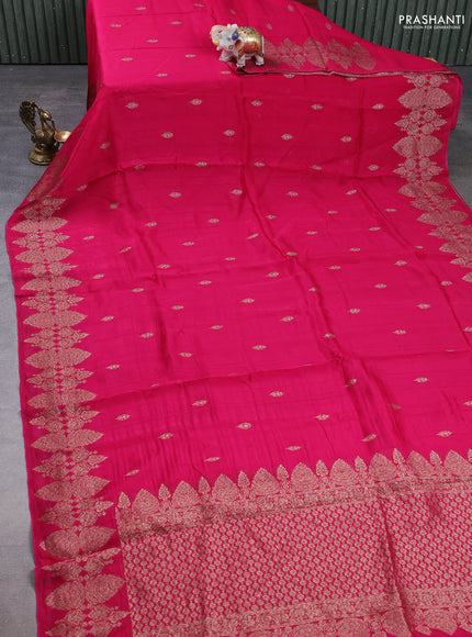 Banarasi semi raw silk saree pink with allover thread & zari woven buttas and woven border