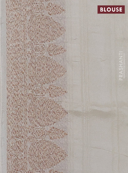 Banarasi semi raw silk saree off white with allover thread & zari woven buttas and woven border