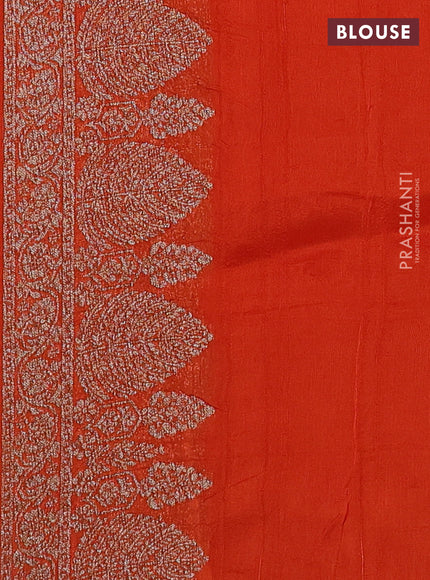 Banarasi semi raw silk saree orange with allover thread & zari woven buttas and woven border
