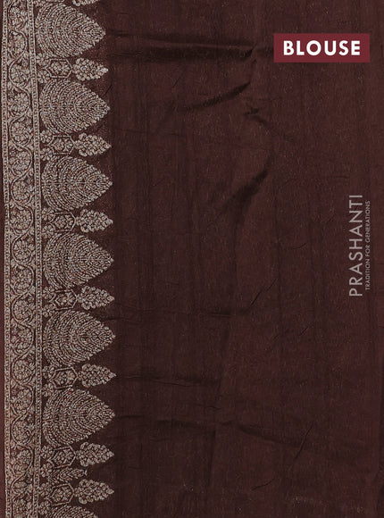 Banarasi semi raw silk saree coffee brown with allover thread & zari woven buttas and woven border