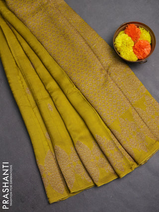 Banarasi semi raw silk saree mustard yellow shade with allover thread & zari woven buttas and woven border