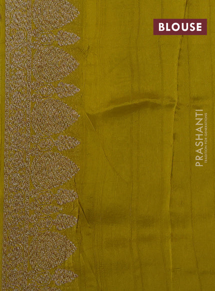 Banarasi semi raw silk saree mustard yellow shade with allover thread & zari woven buttas and woven border