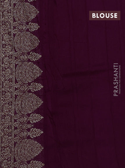 Banarasi semi raw silk saree wine shade with allover thread & zari woven buttas and woven border