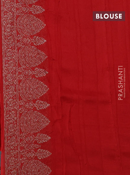 Banarasi semi raw silk saree red with allover thread & zari woven buttas and woven border