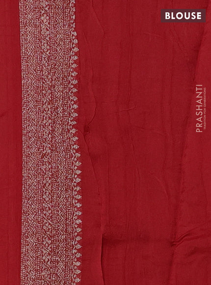 Banarasi semi raw silk saree red with allover thread & zari woven buttas and woven border