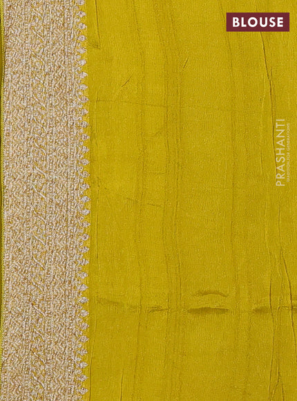 Banarasi semi raw silk saree mustard yellow with allover thread & zari woven buttas and woven border