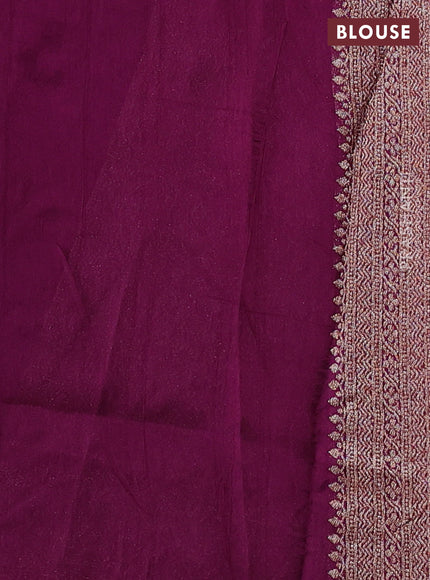 Banarasi semi raw silk saree wine shade with allover thread & zari woven buttas and woven border