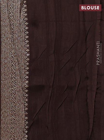 Banarasi semi raw silk saree coffee brown with allover thread & zari woven buttas and woven border