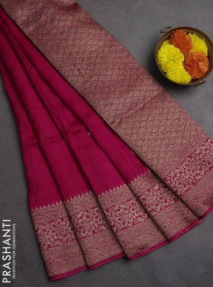 Banarasi semi raw silk saree pink with allover thread & zari woven buttas and woven border
