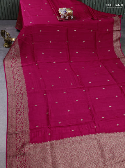 Banarasi semi raw silk saree pink with allover thread & zari woven buttas and woven border