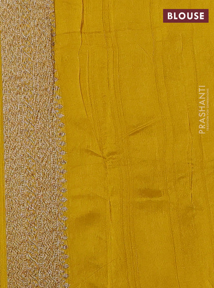 Banarasi semi raw silk saree yellow with allover thread & zari woven buttas and woven border