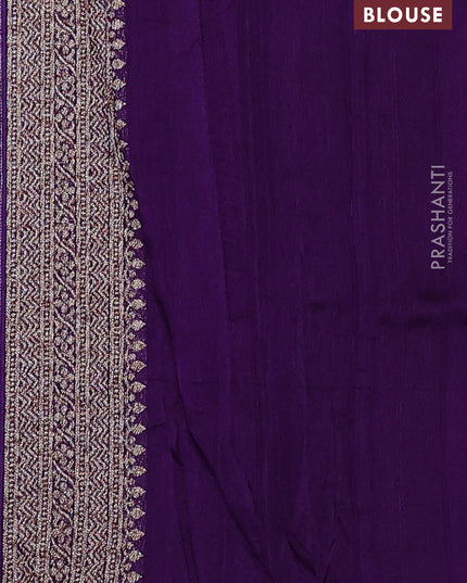 Banarasi semi raw silk saree violet with allover thread & zari woven buttas and woven border