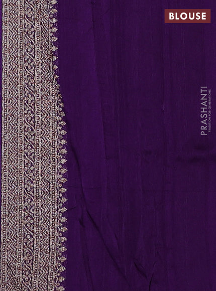 Banarasi semi raw silk saree violet with allover thread & zari woven buttas and woven border