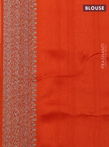 Banarasi semi raw silk saree orange with allover thread & zari woven buttas and woven border