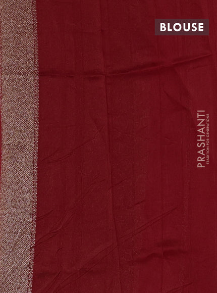 Banarasi semi raw silk saree red with allover thread & zari woven weaves and woven butta border