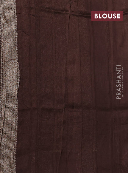 Banarasi semi raw silk saree coffee brown with allover thread & zari woven weaves and woven butta border