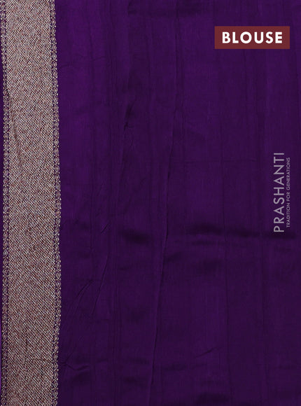 Banarasi semi raw silk saree violet with allover thread & zari woven weaves and woven butta border