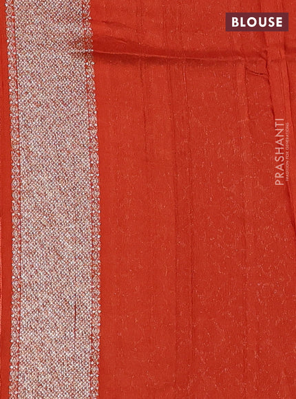 Banarasi semi raw silk saree rust shade with allover thread & zari woven weaves and woven butta border