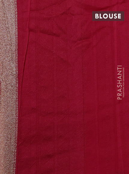 Banarasi semi raw silk saree red with allover thread & zari woven weaves and woven butta border