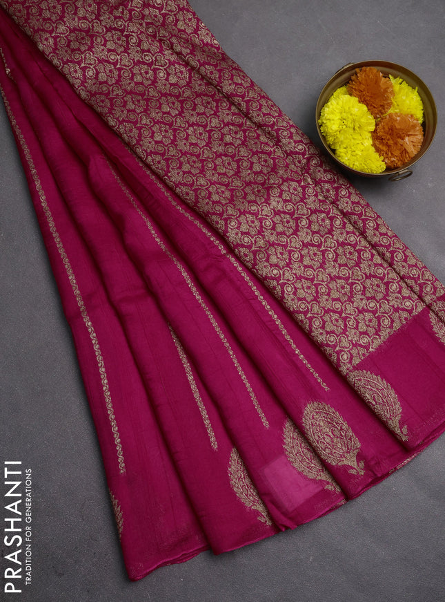 Banarasi semi raw silk saree pink with allover thread & zari woven weaves and woven butta border