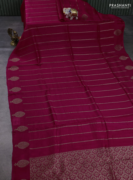 Banarasi semi raw silk saree pink with allover thread & zari woven weaves and woven butta border