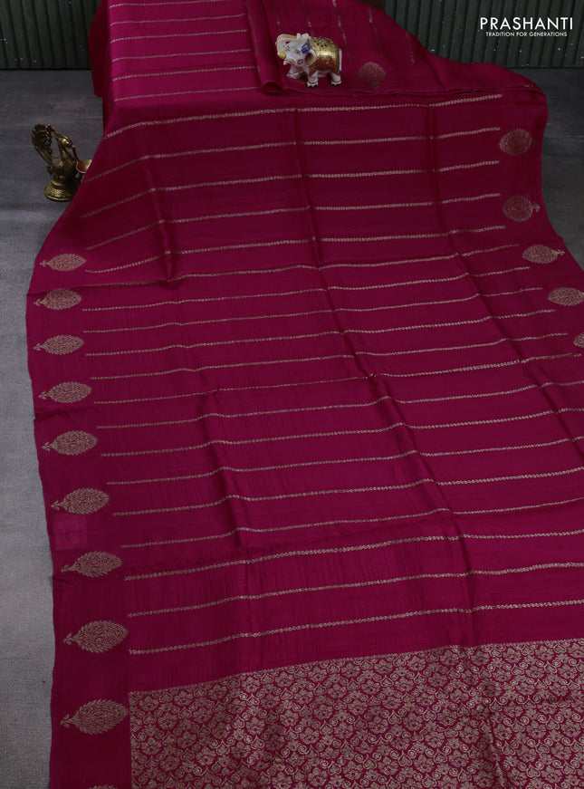 Banarasi semi raw silk saree pink with allover thread & zari woven weaves and woven butta border