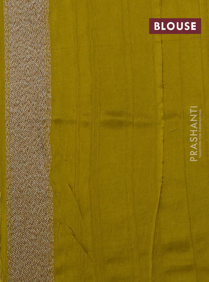 Banarasi semi raw silk saree mustard yellow with allover thread & zari woven weaves and woven butta border