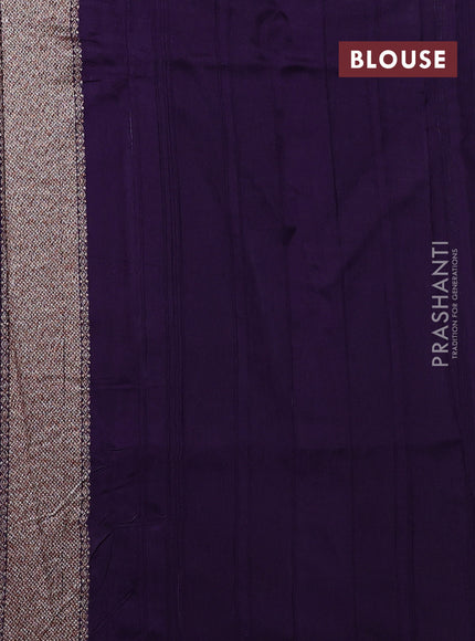 Banarasi semi raw silk saree deep violet with allover thread & zari woven weaves and woven butta border
