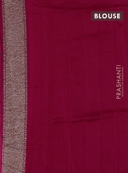 Banarasi semi raw silk saree dark pink with allover thread & zari woven weaves and woven butta border