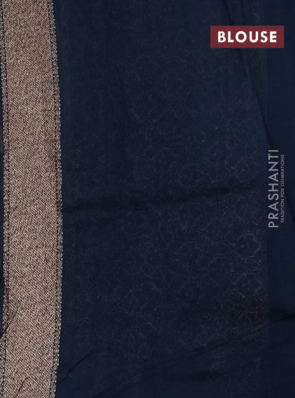 Banarasi semi raw silk saree peacock blue with allover thread & zari woven weaves and woven butta border