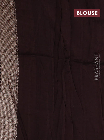 Banarasi semi raw silk saree coffee brown with allover thread & zari woven weaves and woven butta border